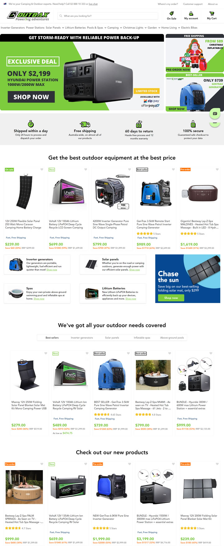 自然探险，澳洲Outbax在线零售商的露营和户外设备