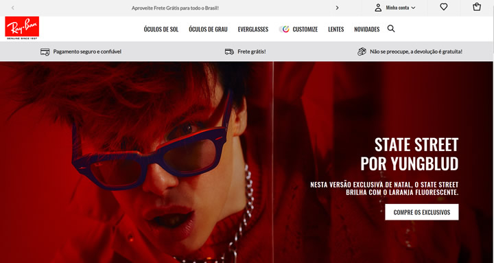 时尚眼镜的首选，Ray-Ban Brasil，雷朋在巴西的官方商店