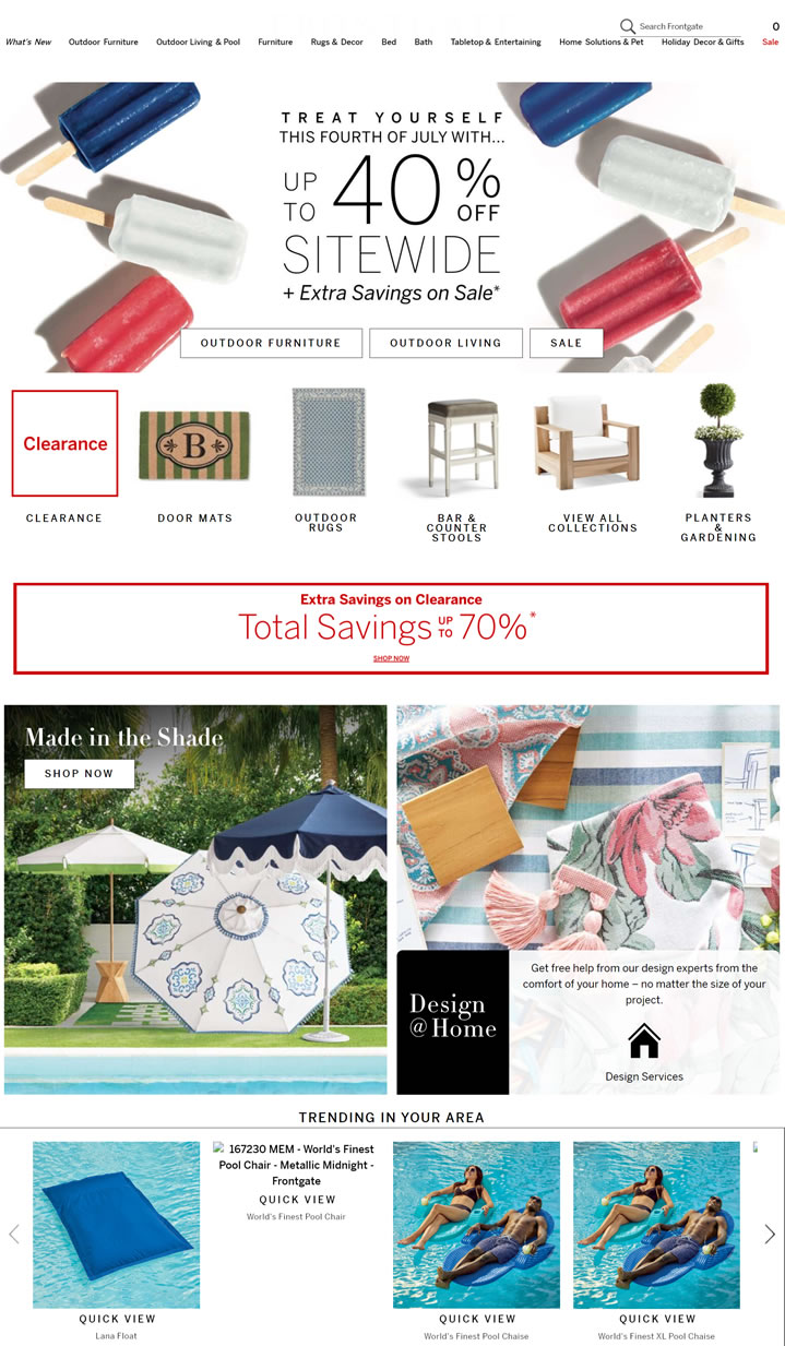 Frontgate美国户外家具和家居购物网站