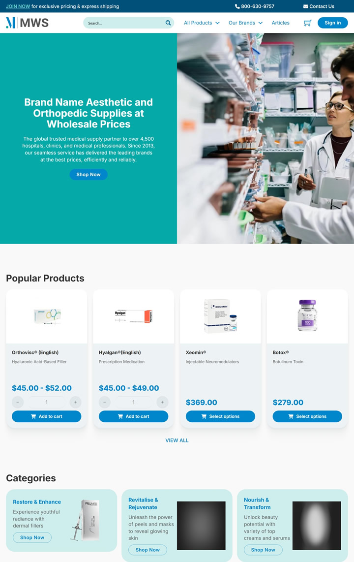 全球诊所及执业医师医疗用品批发网站：Med Wholesale Supplies（MWS）