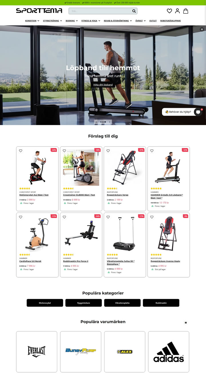 瑞典在线健身器材商店：Sporttema